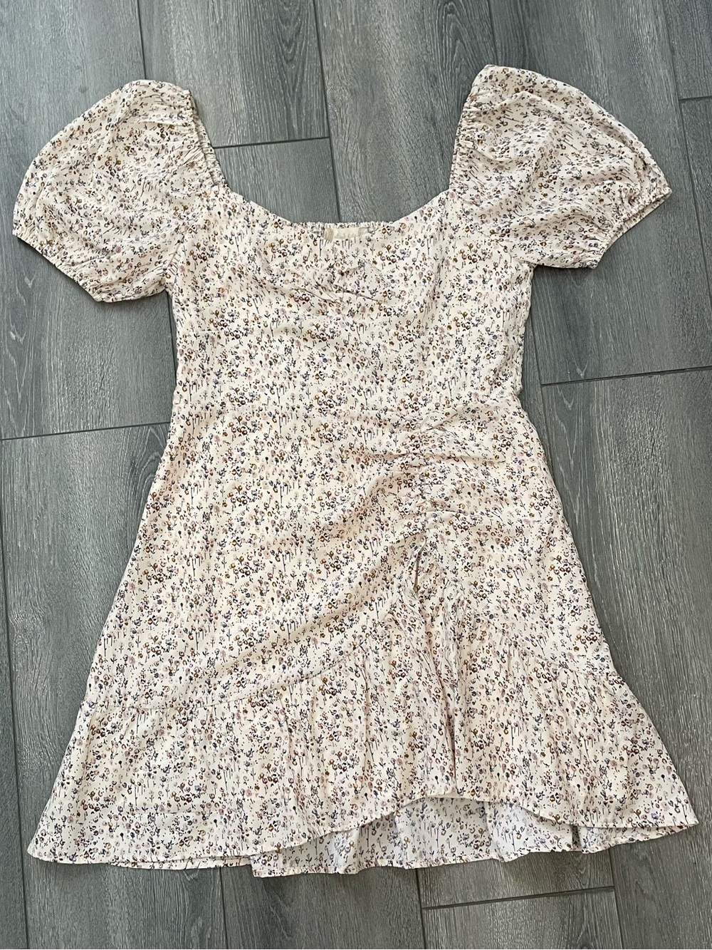 Altar'd State Cream Floral Puff-Sleeve Mini Dress | Cottagecore Prairie Boho